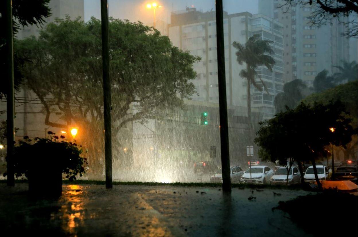 Forte temporal em Maringá derruba postes, árvores e atinge ao menos dez carros