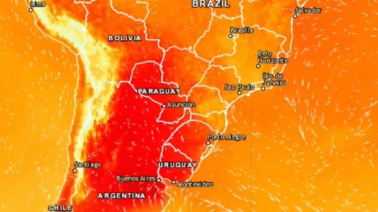 Onda de calor na América do Sul pode elevar temperaturas a quase 50 graus
