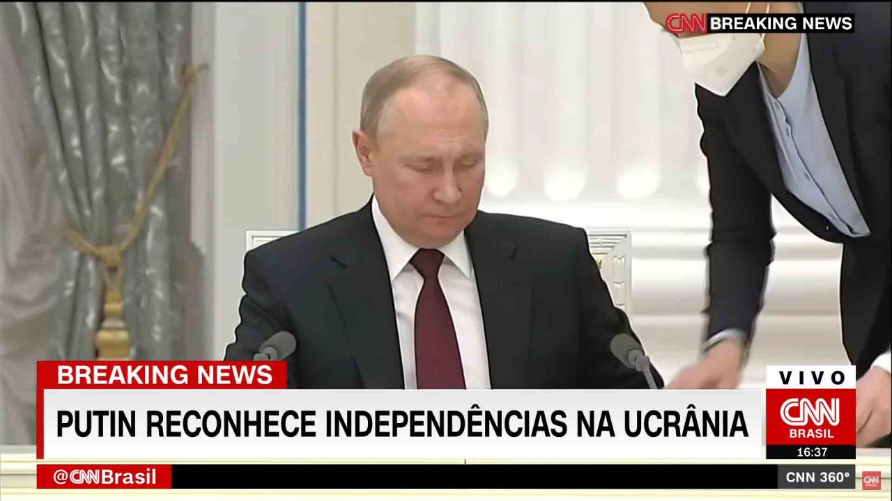 Putin reconhece independência de duas áreas separatistas da Ucrânia