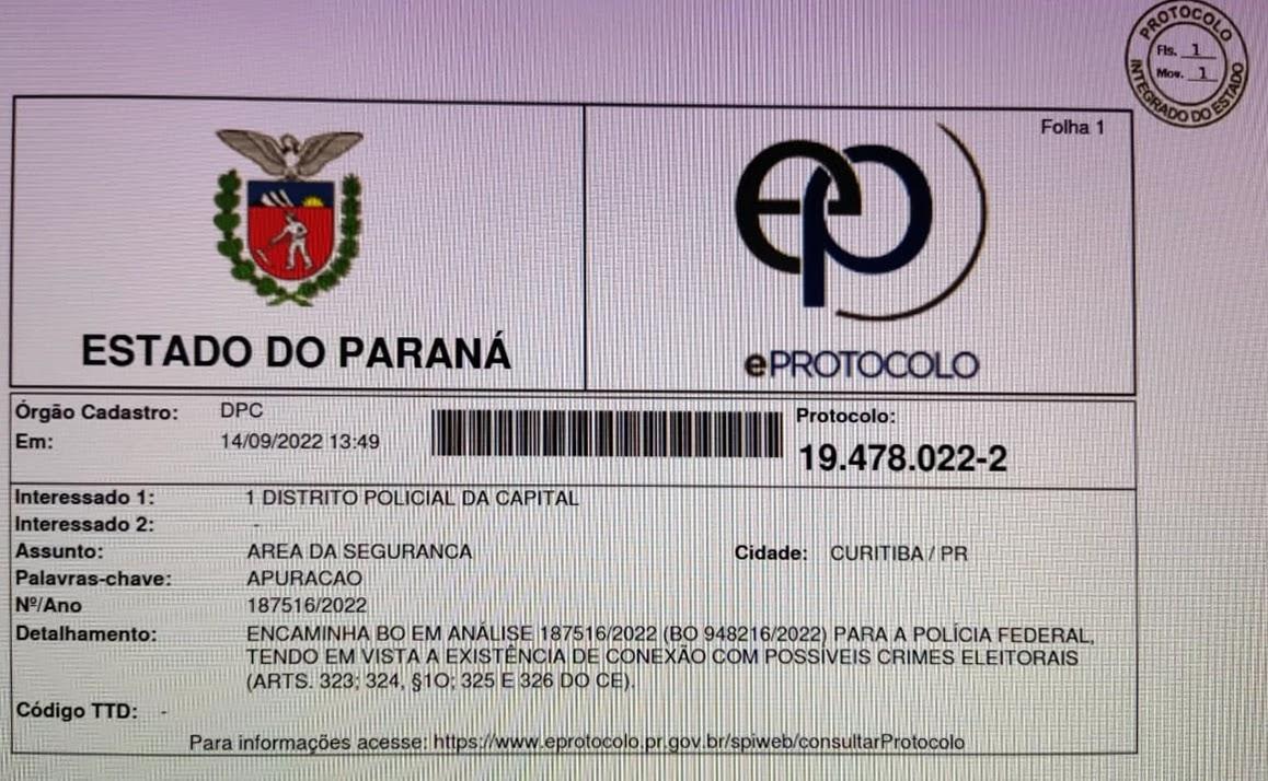 RACHA NO PMN PARANÁ - AMEAÇAS DE MORTE E INJÚRIAS