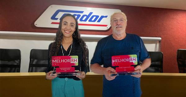 Condor ganha prêmio de Melhor RH do Sul do Brasil - Presidente do Condor  Pedro Joanir Zonta, e a gestora de RH da rede, Charmoniks Heuer
