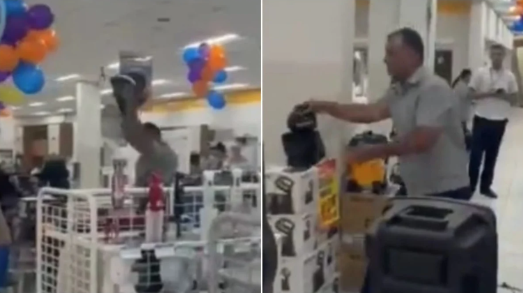 Homem quebra produtos em loja da Magazine Luiza na cidade de ponte nova, na zona da mata mineira