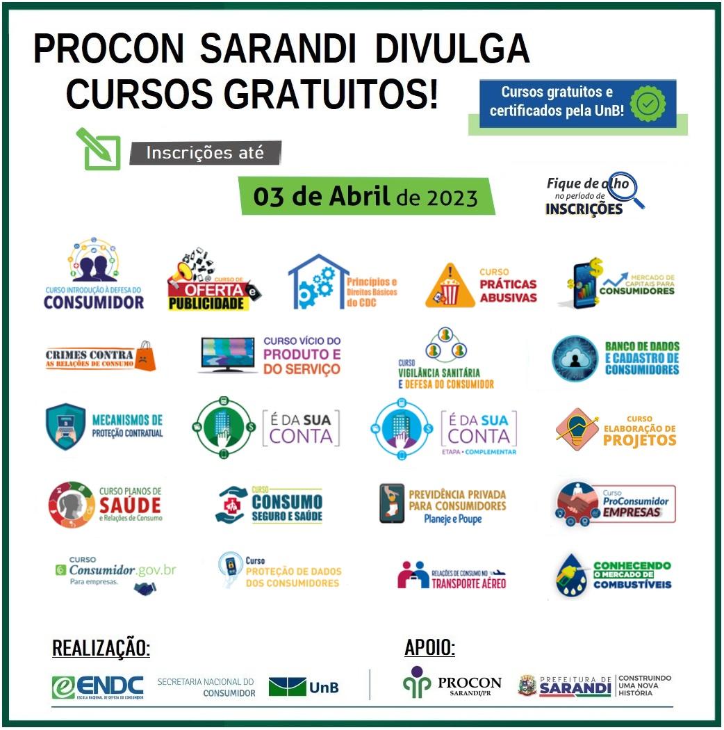 PROCON de Sarandi divulga cursos gratuitos sobre direitos do consumidor