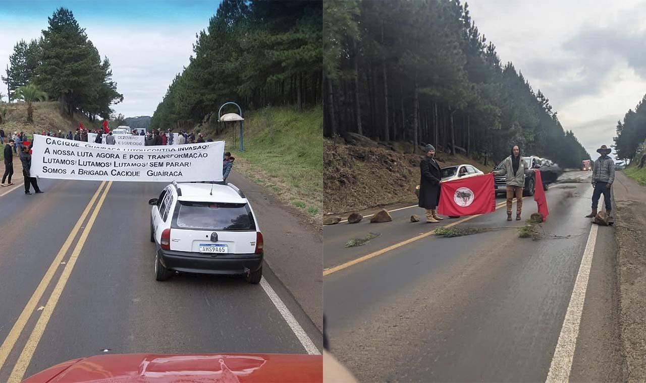 MST - Grupo do movimento sem terra bloqueia rodovia PR-170 em Guarapuava