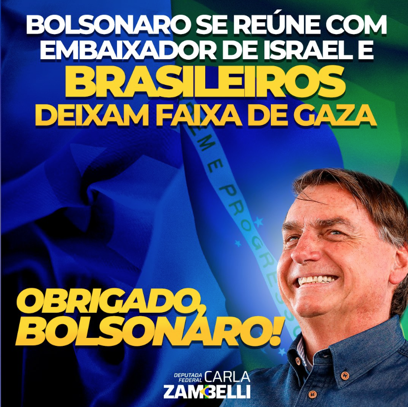 Oposição atribui ao Ex-Presidente Bolsonaro liberação para brasileiros deixarem Gaza