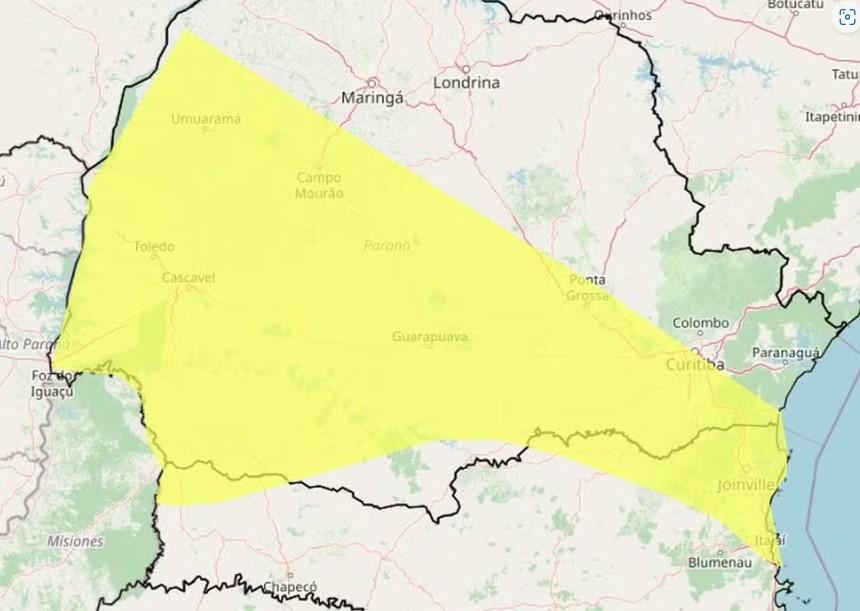 Com temperaturas acima dos 30 ºC, Paraná tem alerta para chuvas intensas e ventos fortes