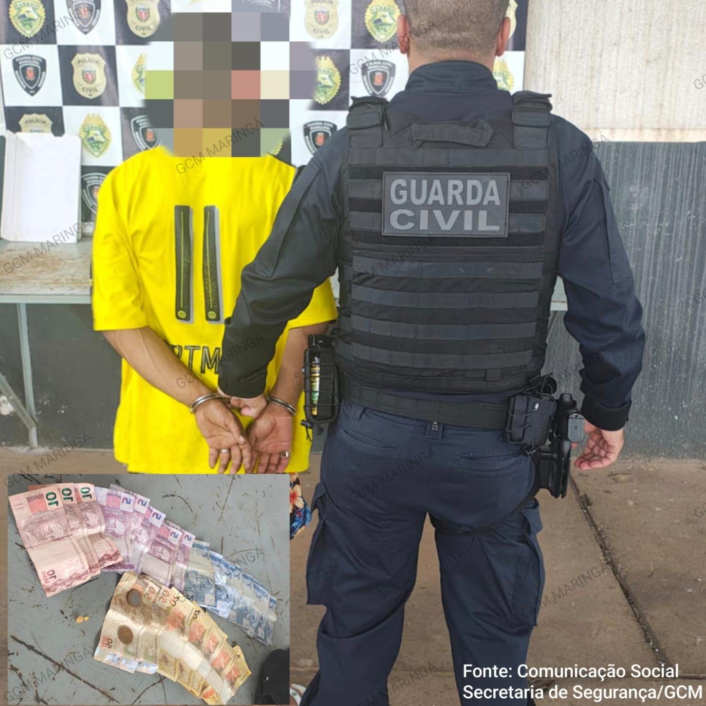 Guarda Civil de Maringá prende traficante no centro da cidade