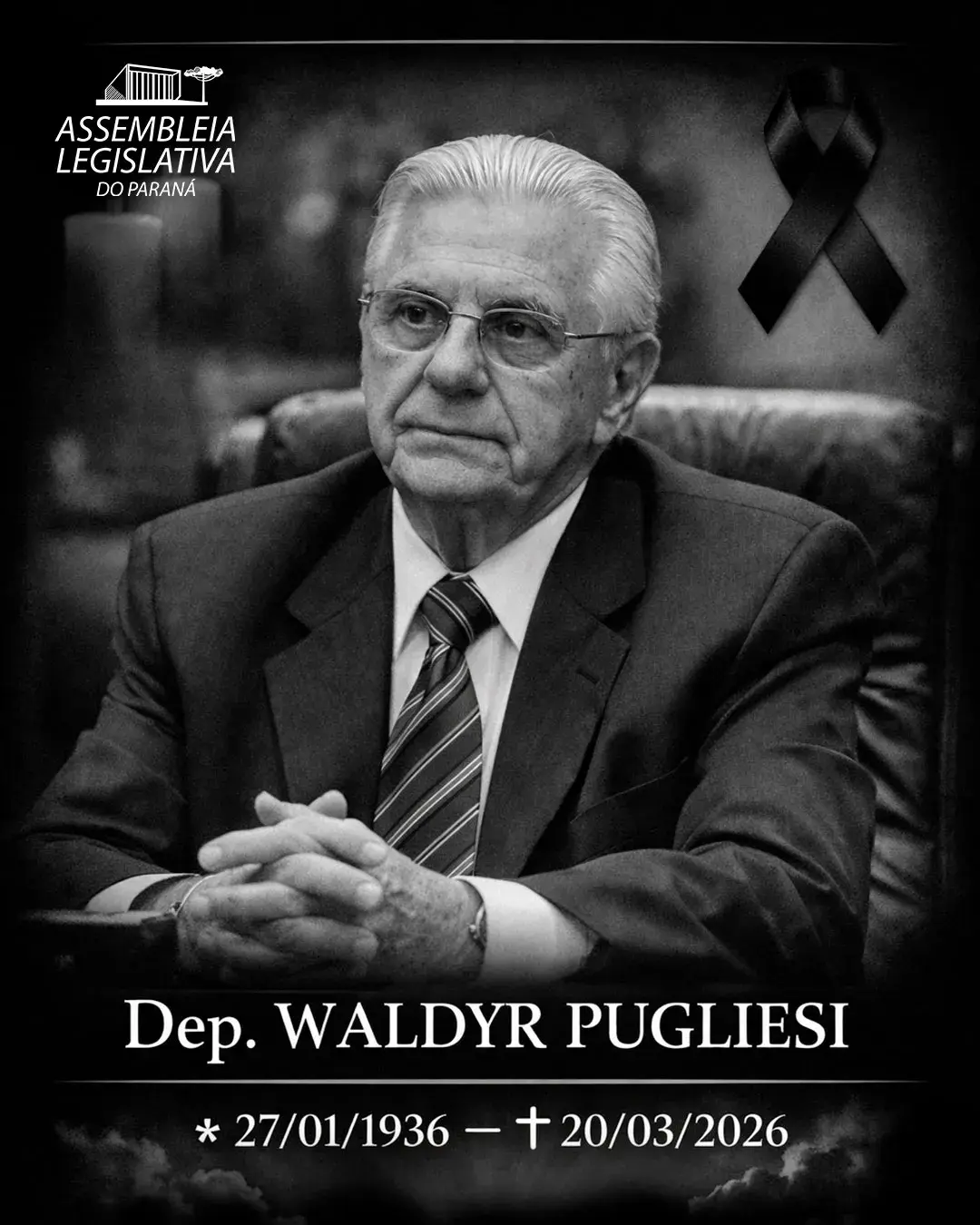Luto no Paraná: morre o ex-deputado estadual Waldyr Pugliesi aos 85 anos