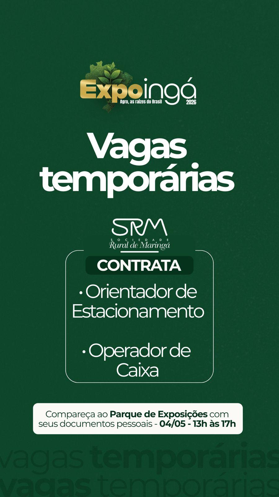 Expoingá Abre Vagas Temporárias Para A Edição 2026; Oportunidades Para Orientador De Estacionamento E Operador De Caixa