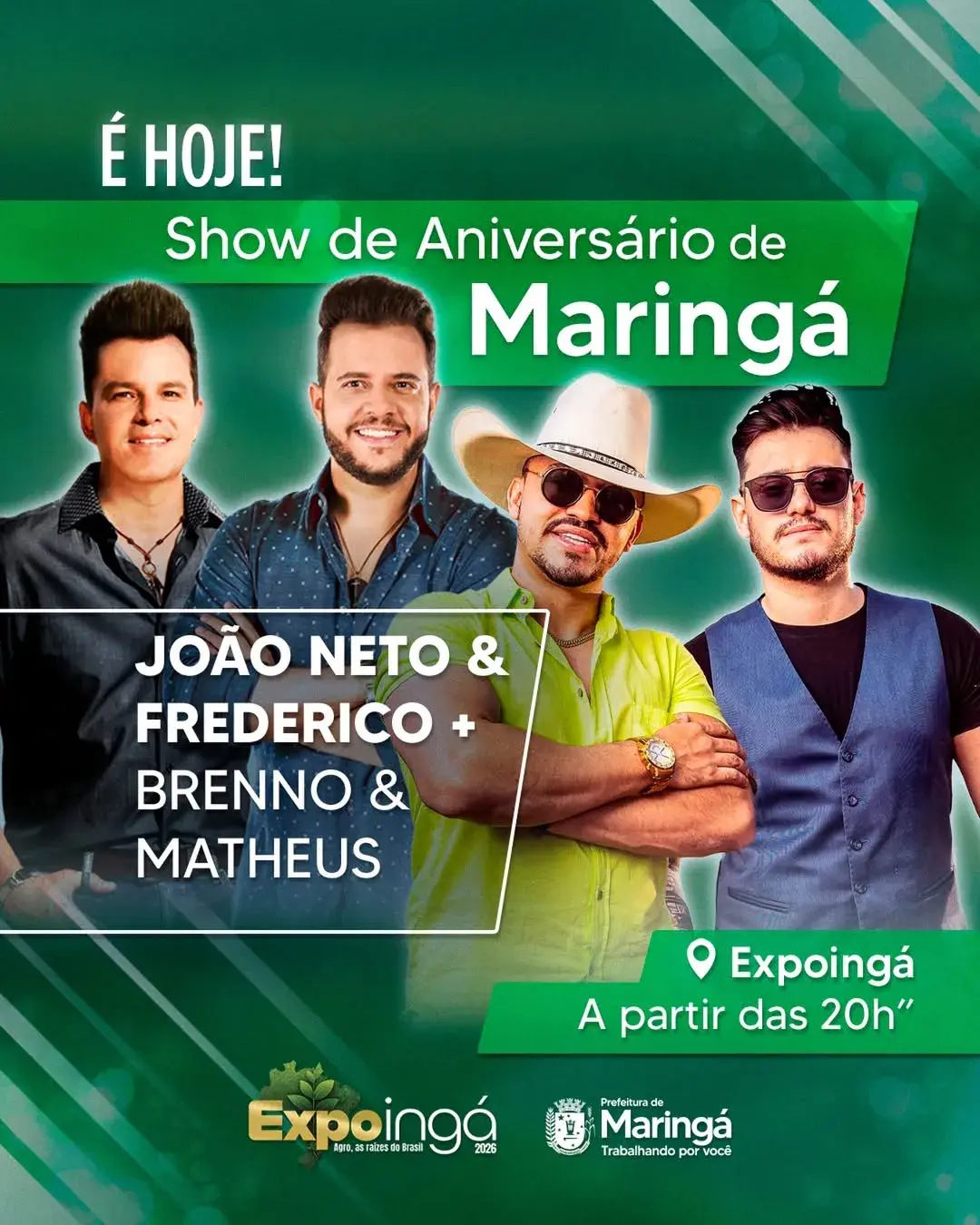 Maringá celebra 79 anos com entrada gratuita e shows solidários na Expoingá
