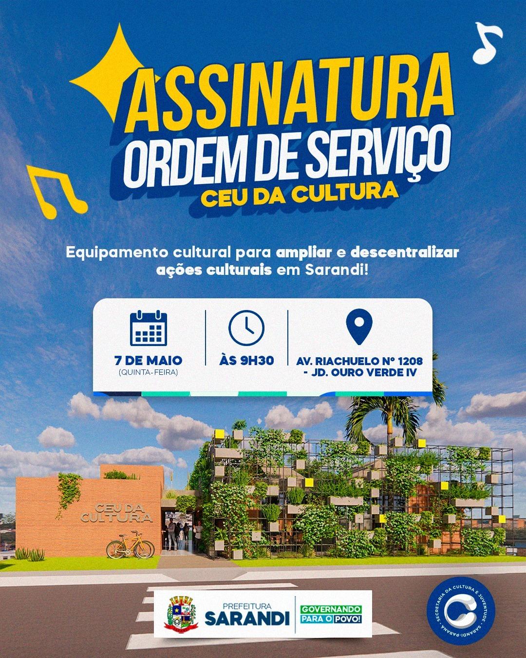 Sarandi autoriza início das obras do CEU da Cultura com investimento de R$ 2 milhões