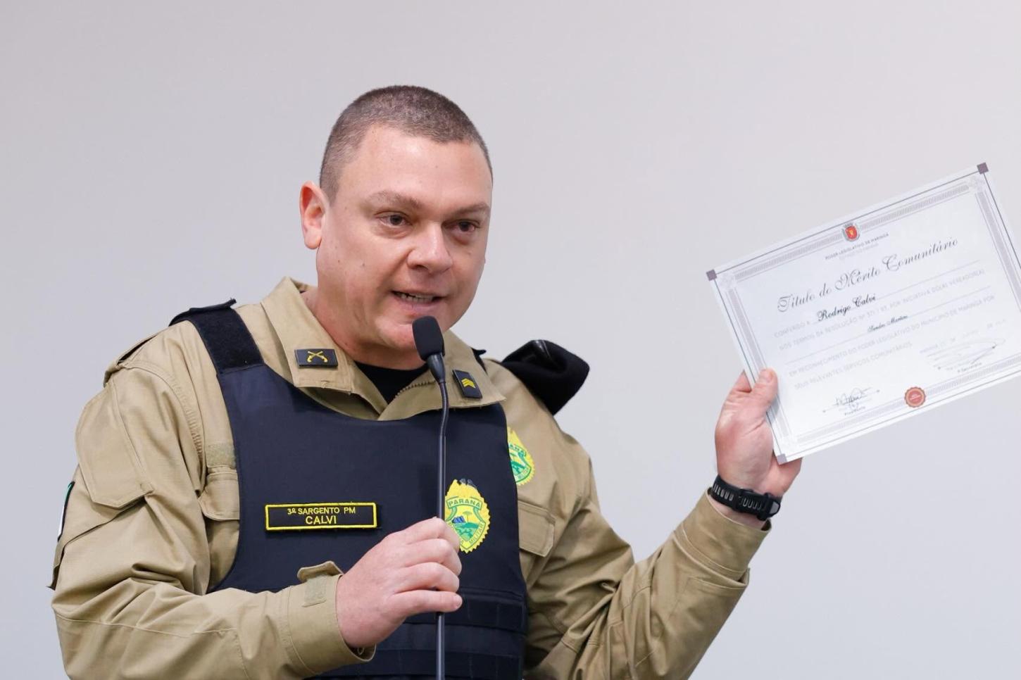 Câmara de Maringá reconhece heroísmo do Sargento Rodrigo Calvi