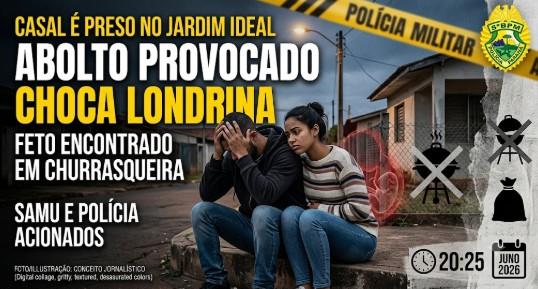 Casal é preso em Londrina após aborto provocado; feto foi escondido dentro de churrasqueira no Jardim Ideal