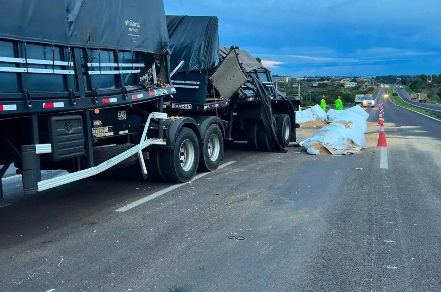 Acidente na BR-376 mobiliza equipes após carreta perder o freio perto de Maringá