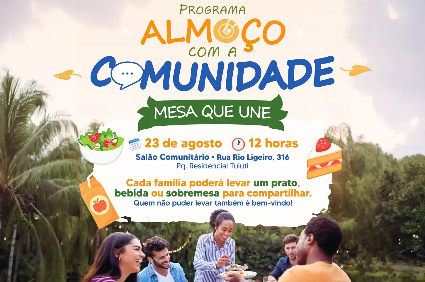 Prefeitura promove o primeiro almoço com a comunidade no domingo para moradores