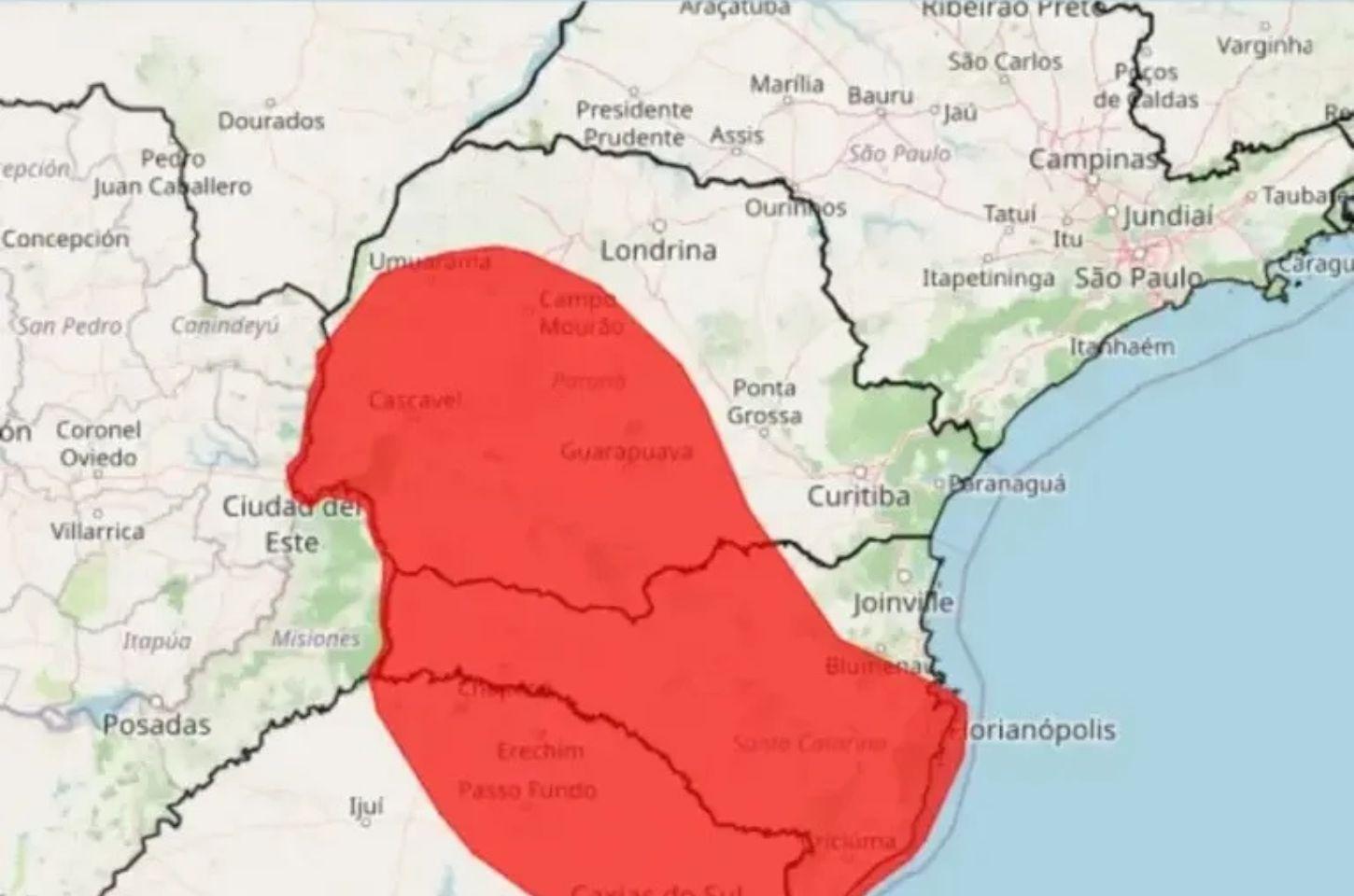 Inmet emite alerta de tempestade no Paraná com ventos de até 100 km/h nesta segunda-feira