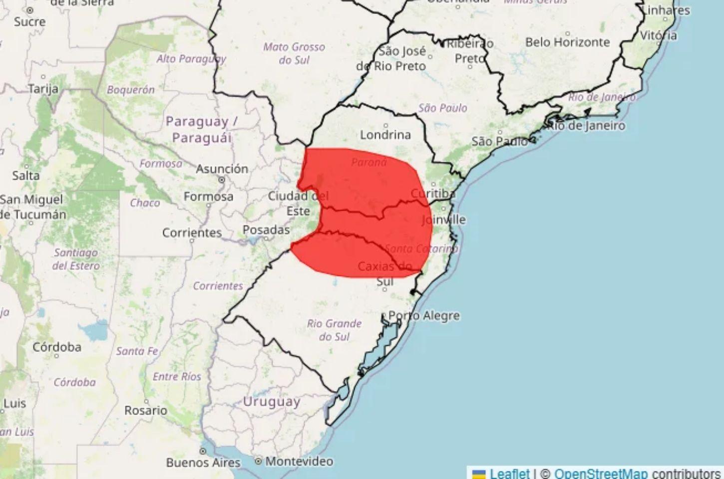Inmet emite aviso de 'Grande Perigo' para tempestade severa, granizo e ventos de 100 km/h