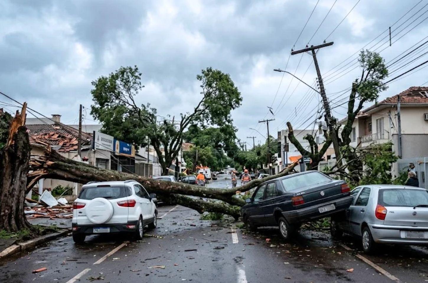 TEMPESTADE DEVASTADORA: Ciclone traz ventos de 100 km/h, arremessa carros e deixa cidades do Paraná sem água e luz