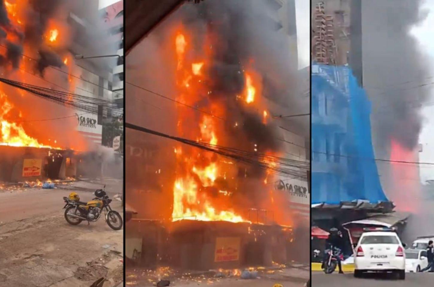 VÍDEO: Incêndio em Ciudad del Este atinge centro comercial e deixa prejuízos no Paraguai