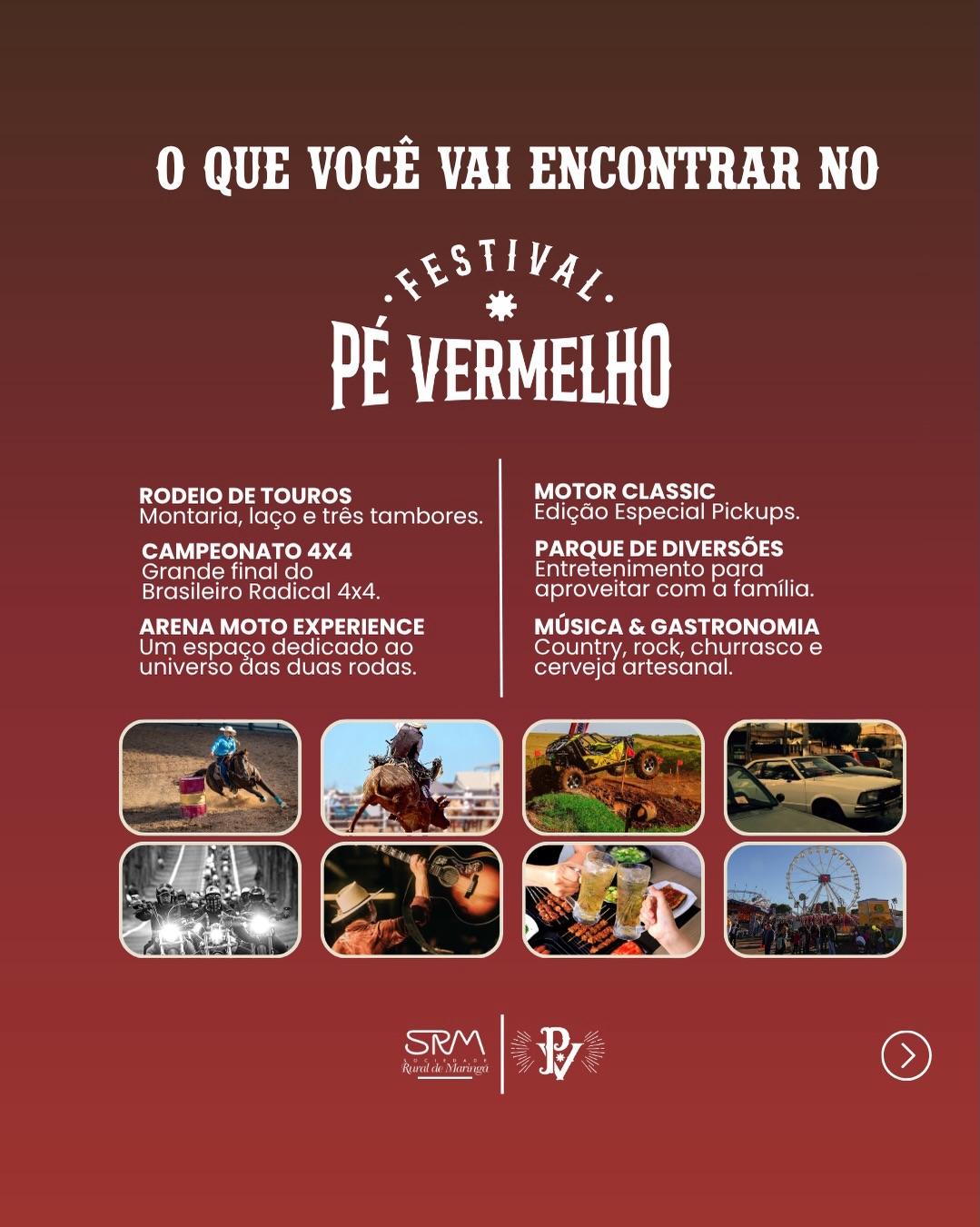 Festival Pé Vermelho terá entrada gratuita e portões abertos no Parque de Exposições de Maringá