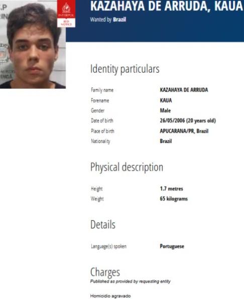 Fugitivo procurado pela Interpol