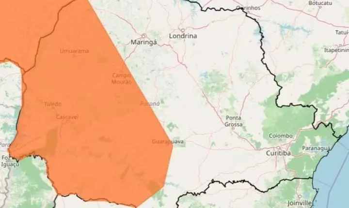 ALERTA MÁXIMO NO PARANÁ: Tempestades com ventos de até 100 km/h e granizo ameaçam todas as regiões nesta quarta (10); veja as 186 cidades na rota do perigo
