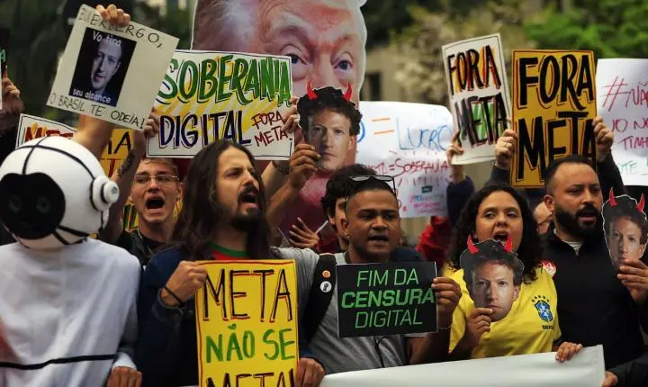 Protesto em São Paulo cobra neutralidade da Meta e respeito às eleições