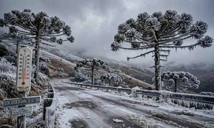 Frio extremo traz possibilidade de neve em Santa Catarina durante o feriado