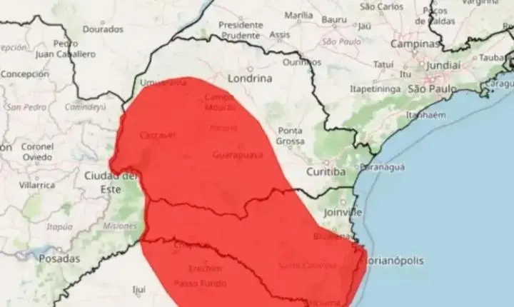 Inmet emite alerta de tempestade no Paraná com ventos de até 100 km/h nesta segunda-feira
