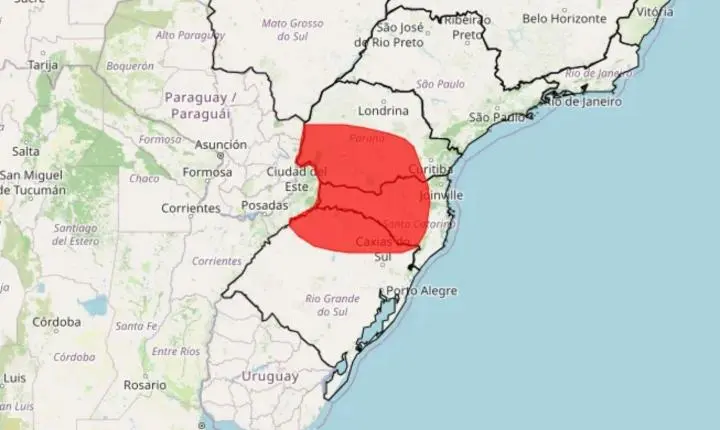 Inmet emite aviso de 'Grande Perigo' para tempestade severa, granizo e ventos de 100 km/h