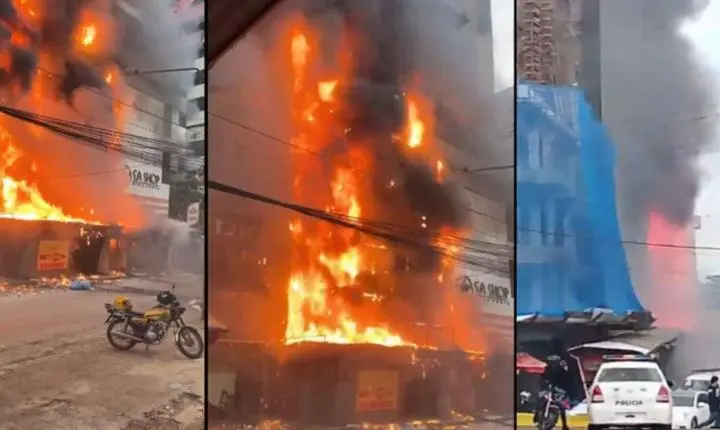 VÍDEO: Incêndio em Ciudad del Este atinge centro comercial e deixa prejuízos no Paraguai