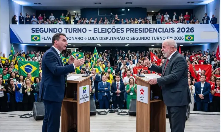 Flávio Bolsonaro e Lula disputarão o segundo turno na eleição de 2026